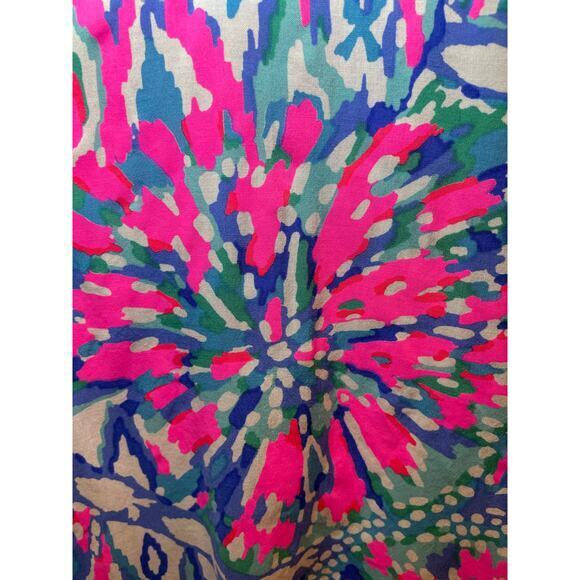 Lilly Pulitzer Women XS Top Tunic‎ Short Sleeve Sydney Caftan Pink Blue Tassels - Picture 15 of 16
